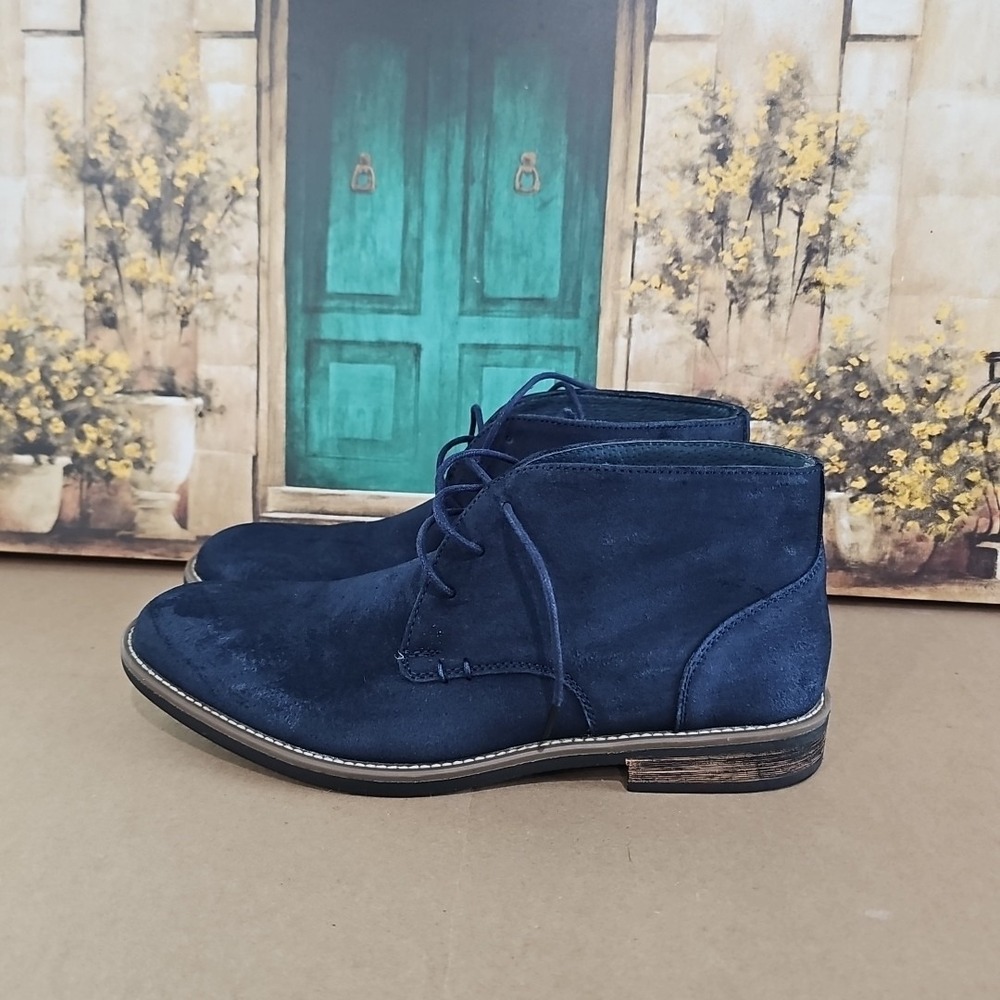 Bruno Marc New York Urban Mens Blue Suede Chukka Ankle Boots Laced Up Shoes 11‎